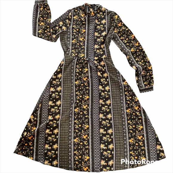 VERO MODA Floral Print Fit & Flare Midi Dress With High Neck Size XS - Picture 5 of 16